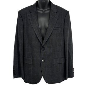Hugo Mens Gray Checkered Two-Button Blazer Size 38 S 38S Lined Work Pockets New